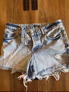 Express Light Wash Distressed Denim Cutoff Shorts - Express